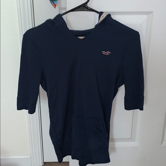 Hollister Navy quarter sleeve hoodie - Picture 1 of 3